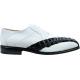 Belvedere "Roma" Black / White Genuine Nile Hornback Crocodile / Lizard Shoes 756